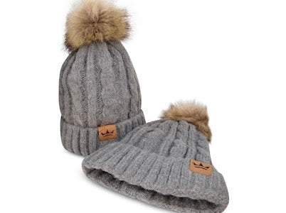 Satin-Lined Winter Hat (Charcoal Gray)